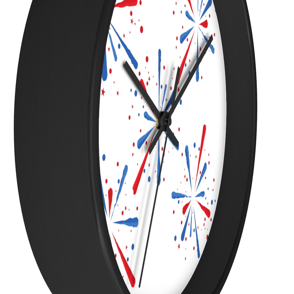 Decorative Wall clock / Red White Blue Celebration Print