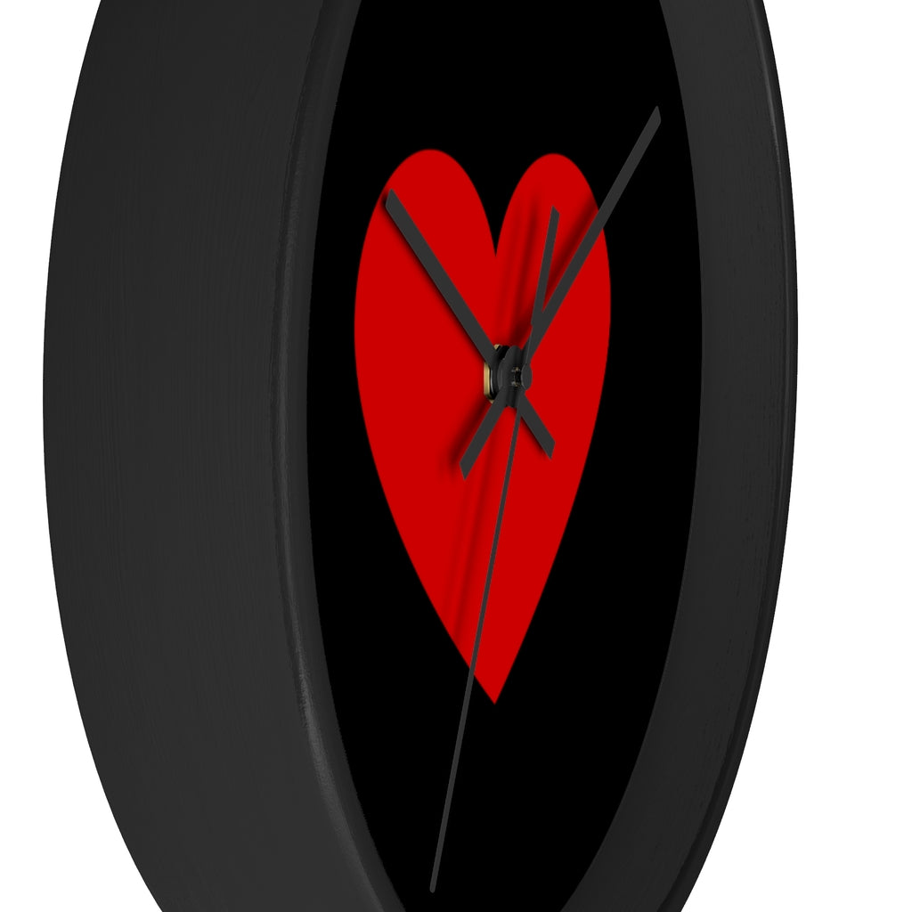 Decorative Wall clock / Black and Red Heart Print