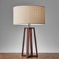 Walnut Wood Finish Linen Fabric Shade Table Lamp