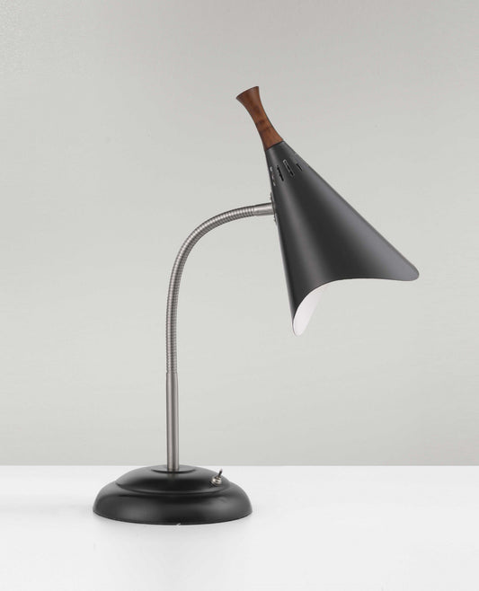 Matte Black Metal Gooseneck Adjustable Desk Lamp