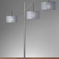 Three Light Floor Lamp Brushed Metal Swing Arms