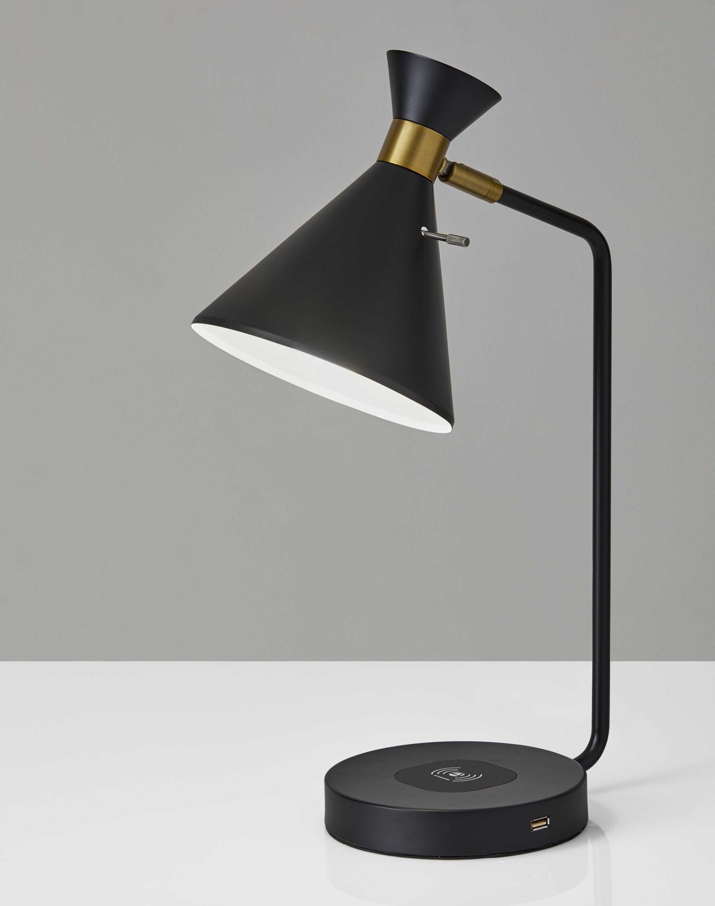 Asymmetrical Diabolo Black Metal Desk Lamp