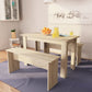 Dining Table and Benches 3 Pieces White