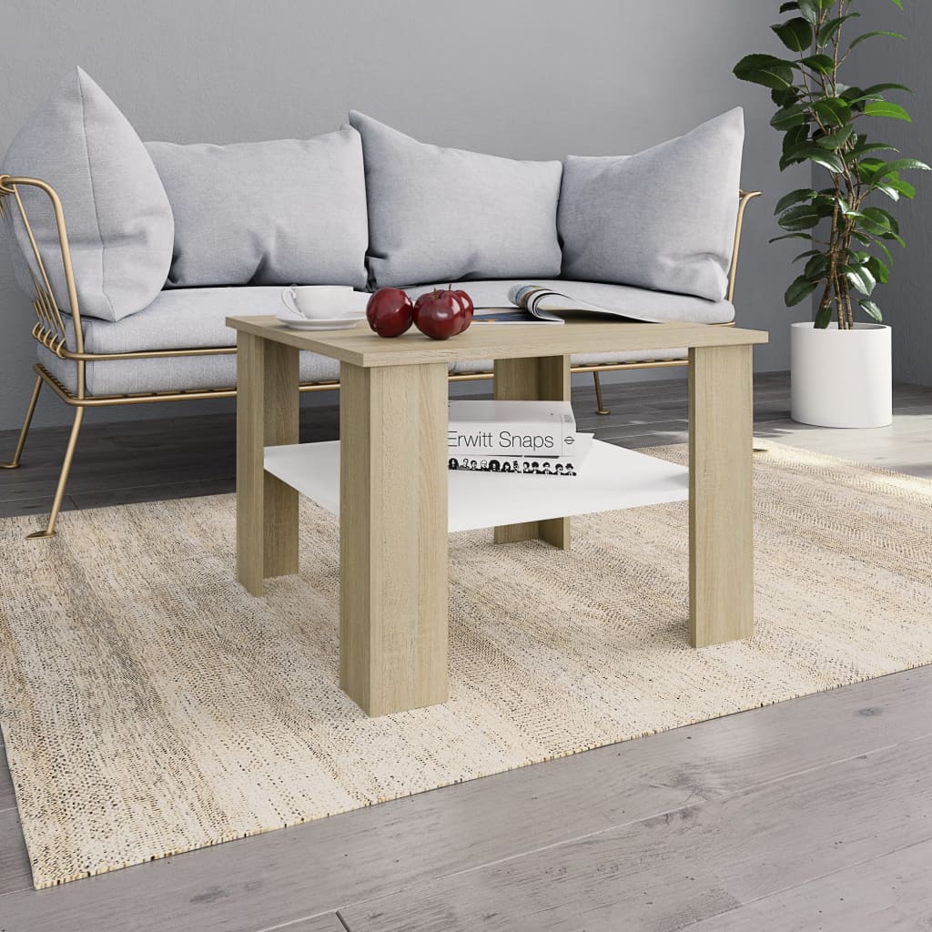 Coffee Table White 23.6"x23.6"x16.5"