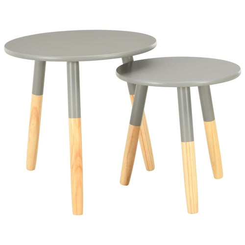 Side Tables 2 pcs Gray Solid Pinewood