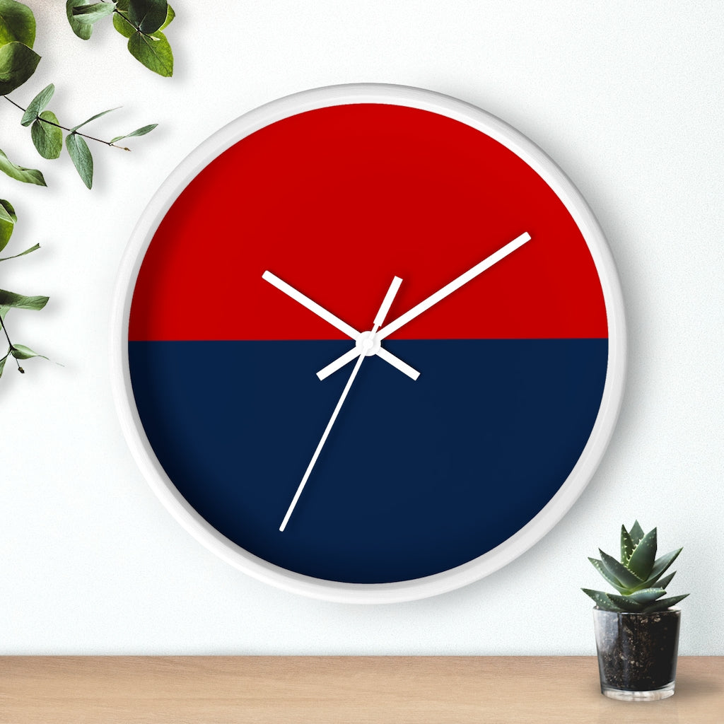 Decorative Wall clock / Red and Blue Print