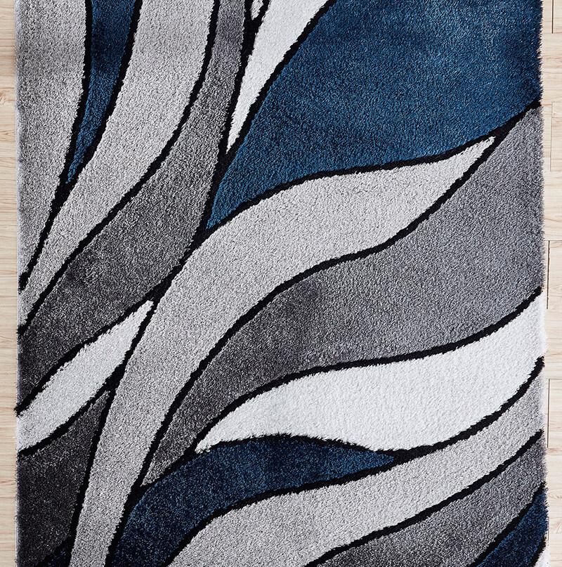 Aria Blue & Gray Soft Pile Shaggy Area Rug