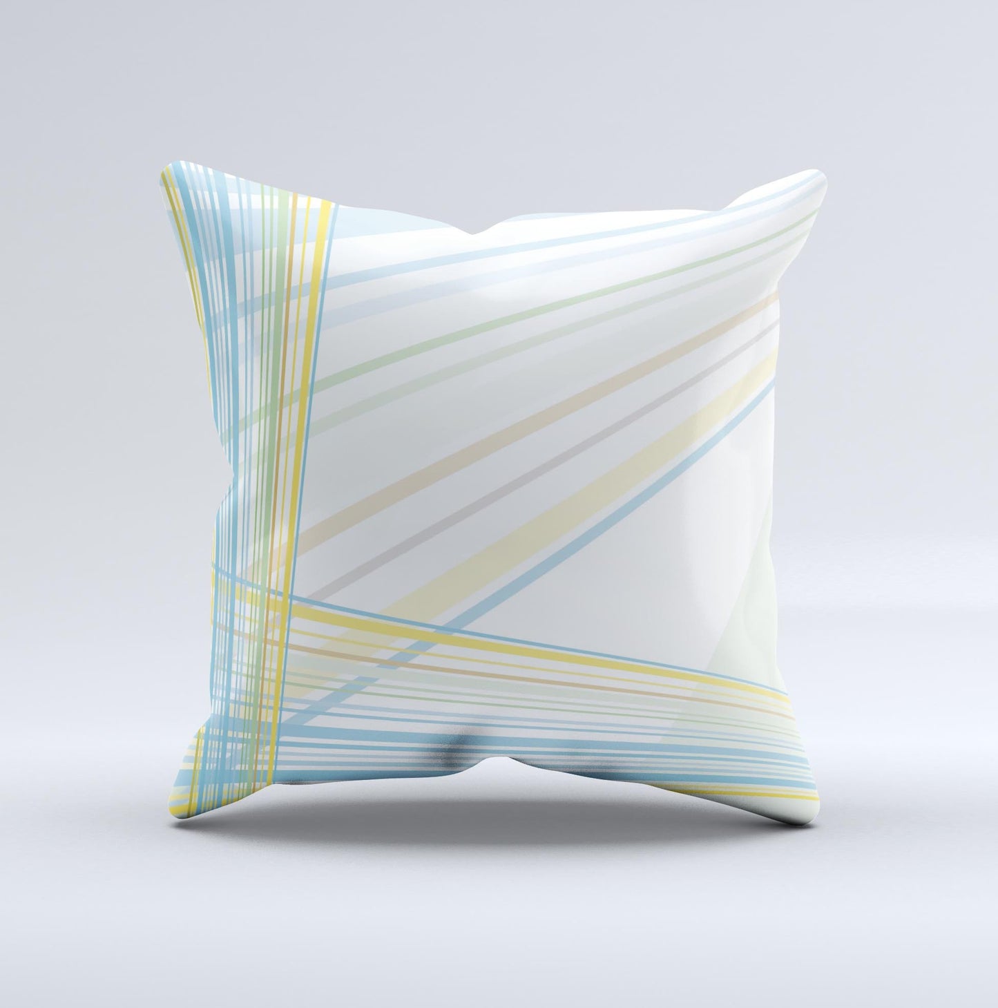 Bright Blue and Yellow Lines ink-Fuzed Decorative Throw Pillow