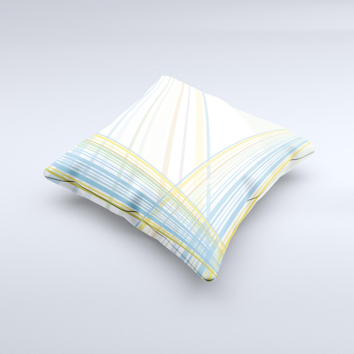 Bright Blue and Yellow Lines ink-Fuzed Decorative Throw Pillow