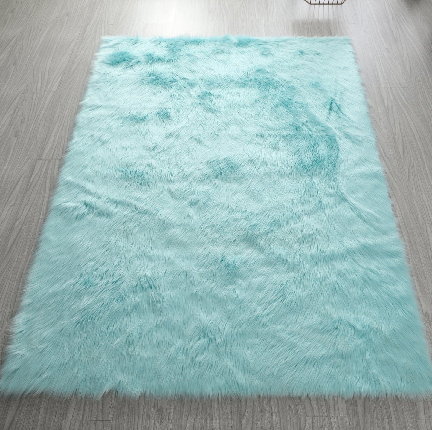 Cozy Ultra Soft Fluffy Faux Fur Turquoise Area Rug