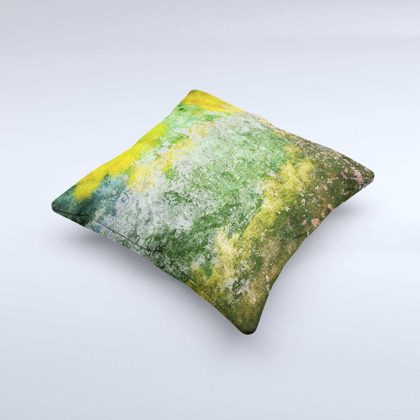 Grunge Green & Yellow Surface Ink-Fuzed Decorative Throw Pillow