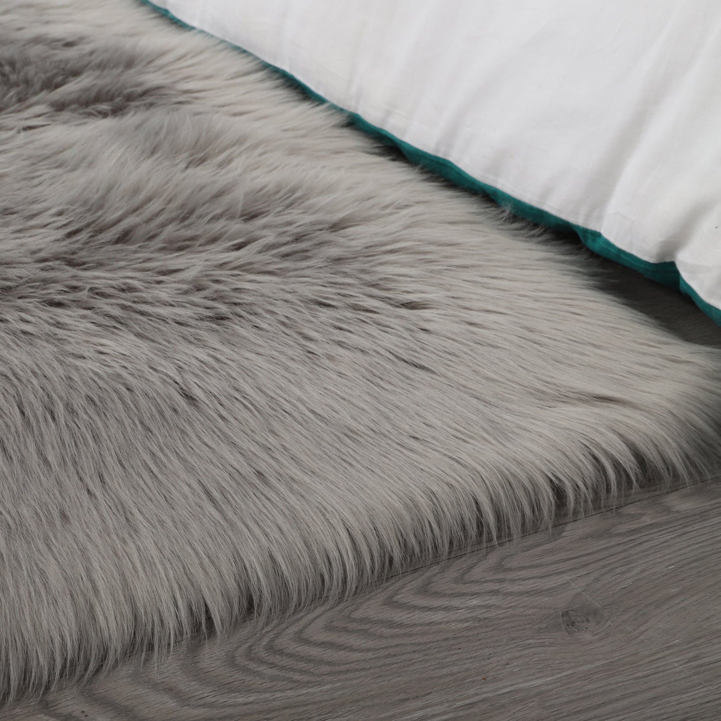 Cozy Ultra Soft Fluffy Faux Fur Light Grey Area Rug