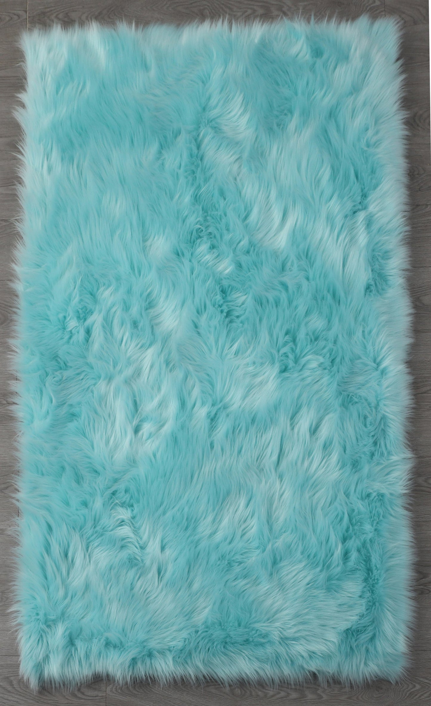 Cozy Ultra Soft Fluffy Faux Fur Turquoise Area Rug