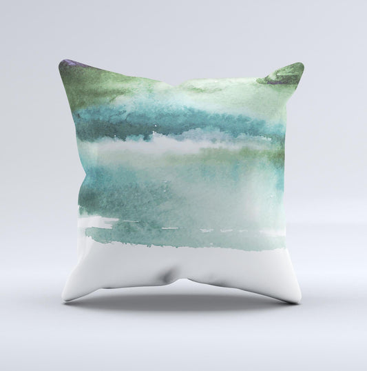 The Greenish Watercolor Strokes ink-Fuzed Decorative Throw Pillow