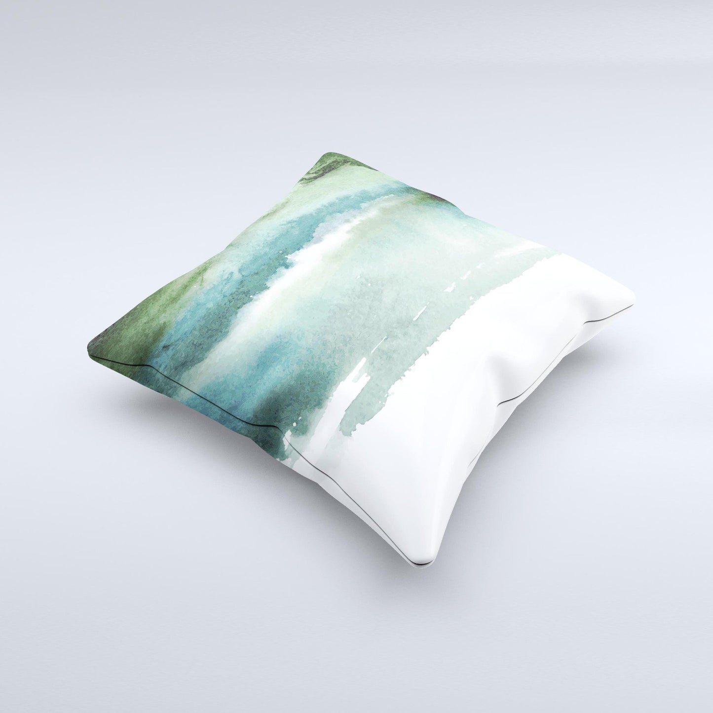 The Greenish Watercolor Strokes ink-Fuzed Decorative Throw Pillow
