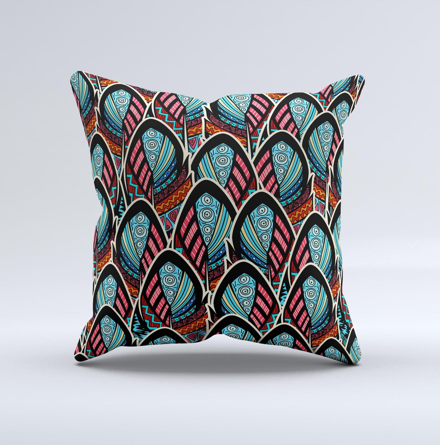 Intense Colorful Peacock Feather Ink-Fuzed Decorative Throw Pillow