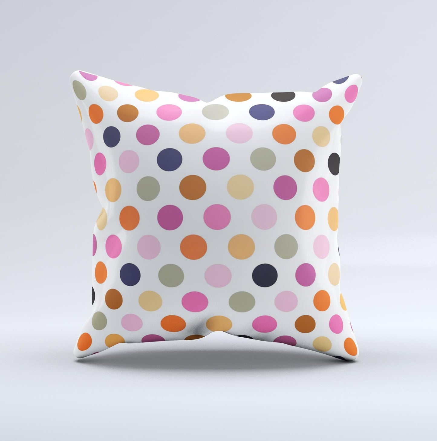 Solid Pink & Blue Colored Polka Dots Ink-Fuzed Decorative Throw Pillow