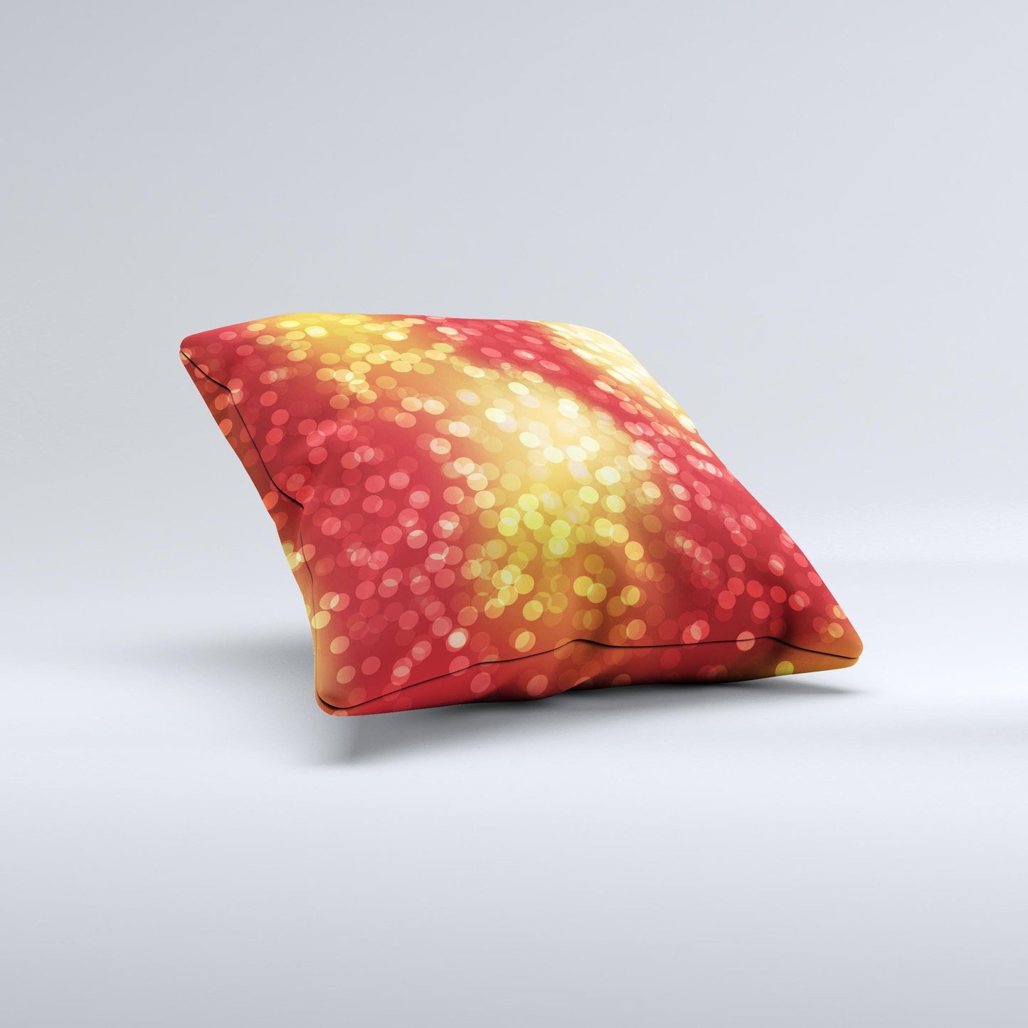 Red and Yellow Glistening Orbs ink-Fuzed Decorative Throw Pillow