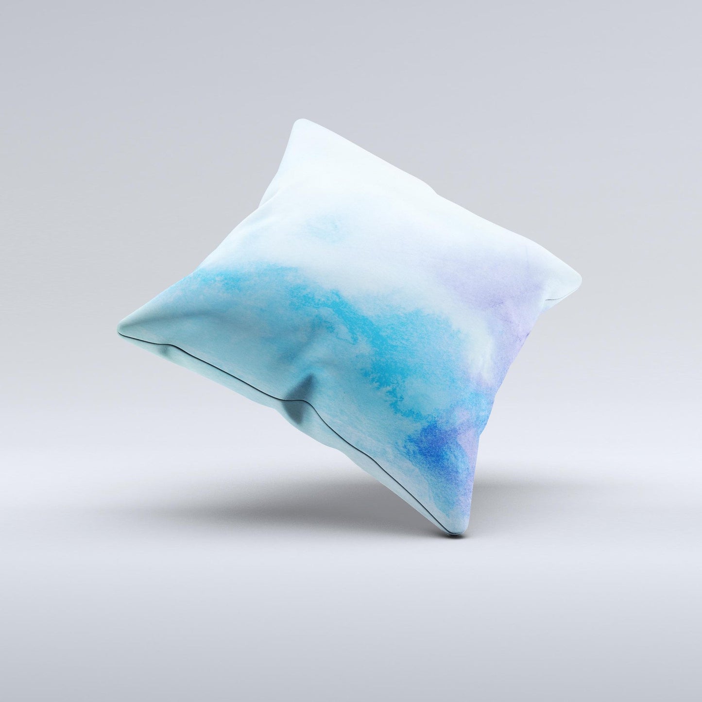 Subtle Green & Blue Watercolor V2 Ink-Fuzed Decorative Throw Pillow