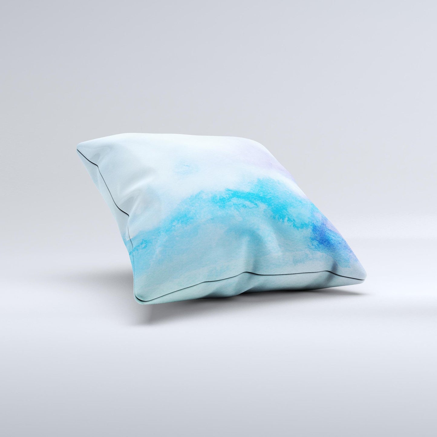 Subtle Green & Blue Watercolor V2 Ink-Fuzed Decorative Throw Pillow