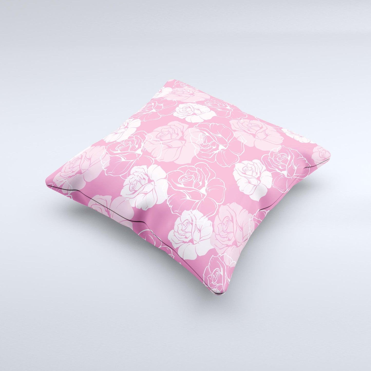 Subtle Pinks Rose Pattern V3 ink-Fuzed Decorative Throw Pillow