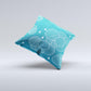 Teal Abstract Raining Yarn Clouds ink-Fuzed Decorative Throw Pillow