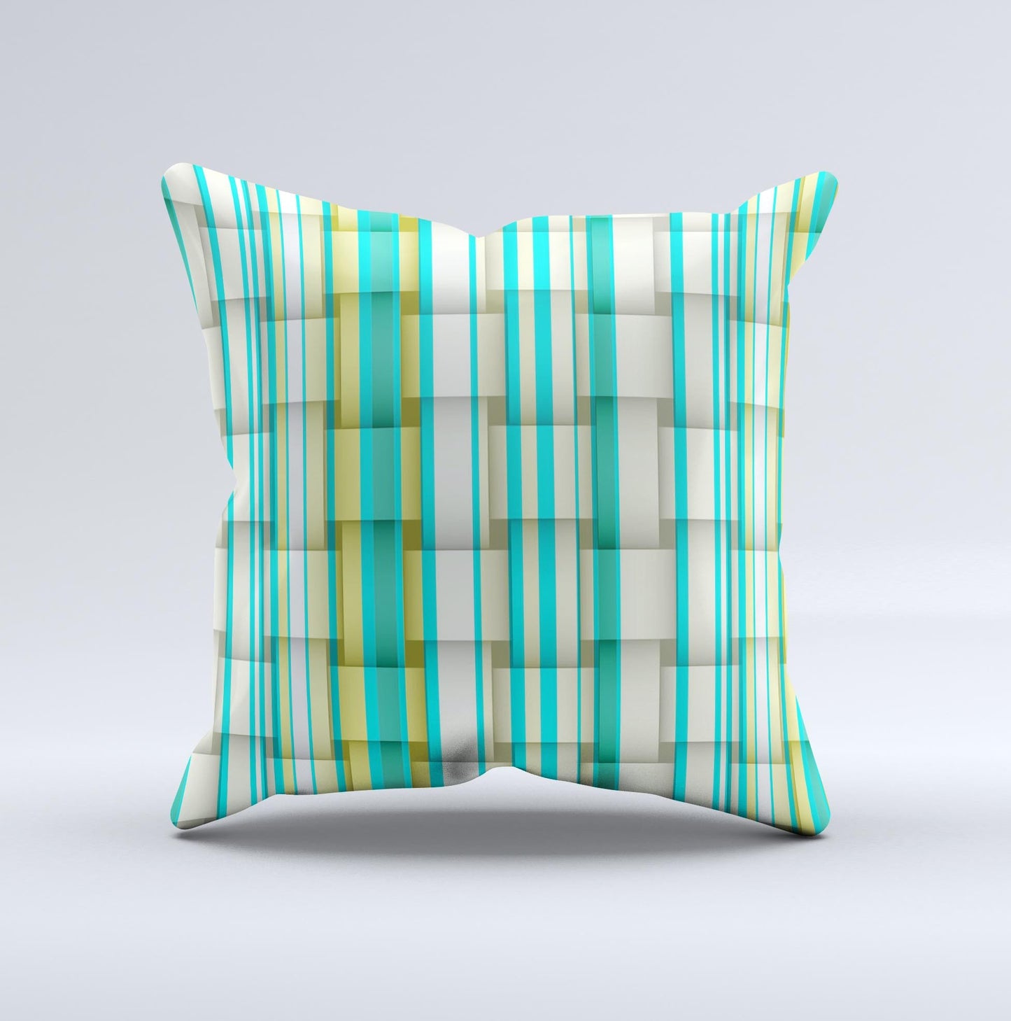 Vivid Green and Yellow Woven Pattern Ink-Fuzed Decorative Throw Pillow