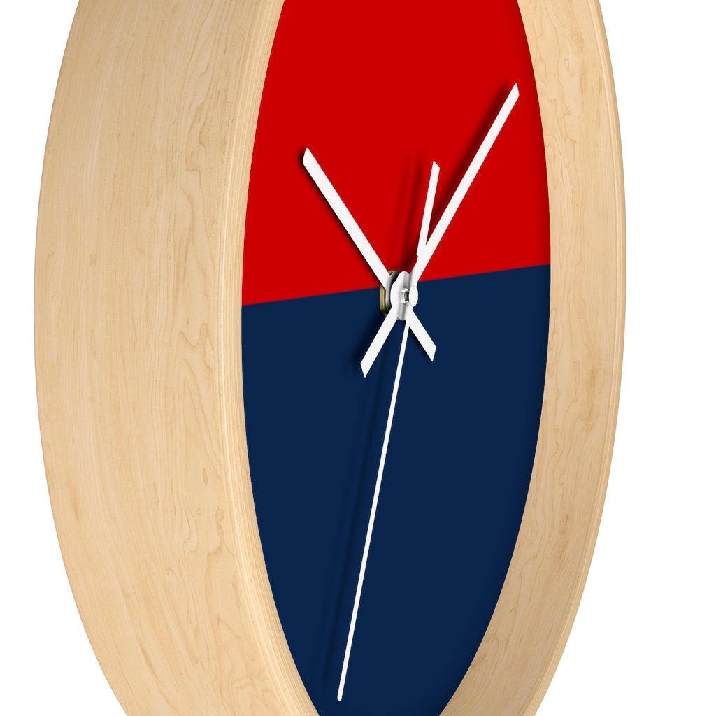 Decorative Wall clock / Red and Blue Print