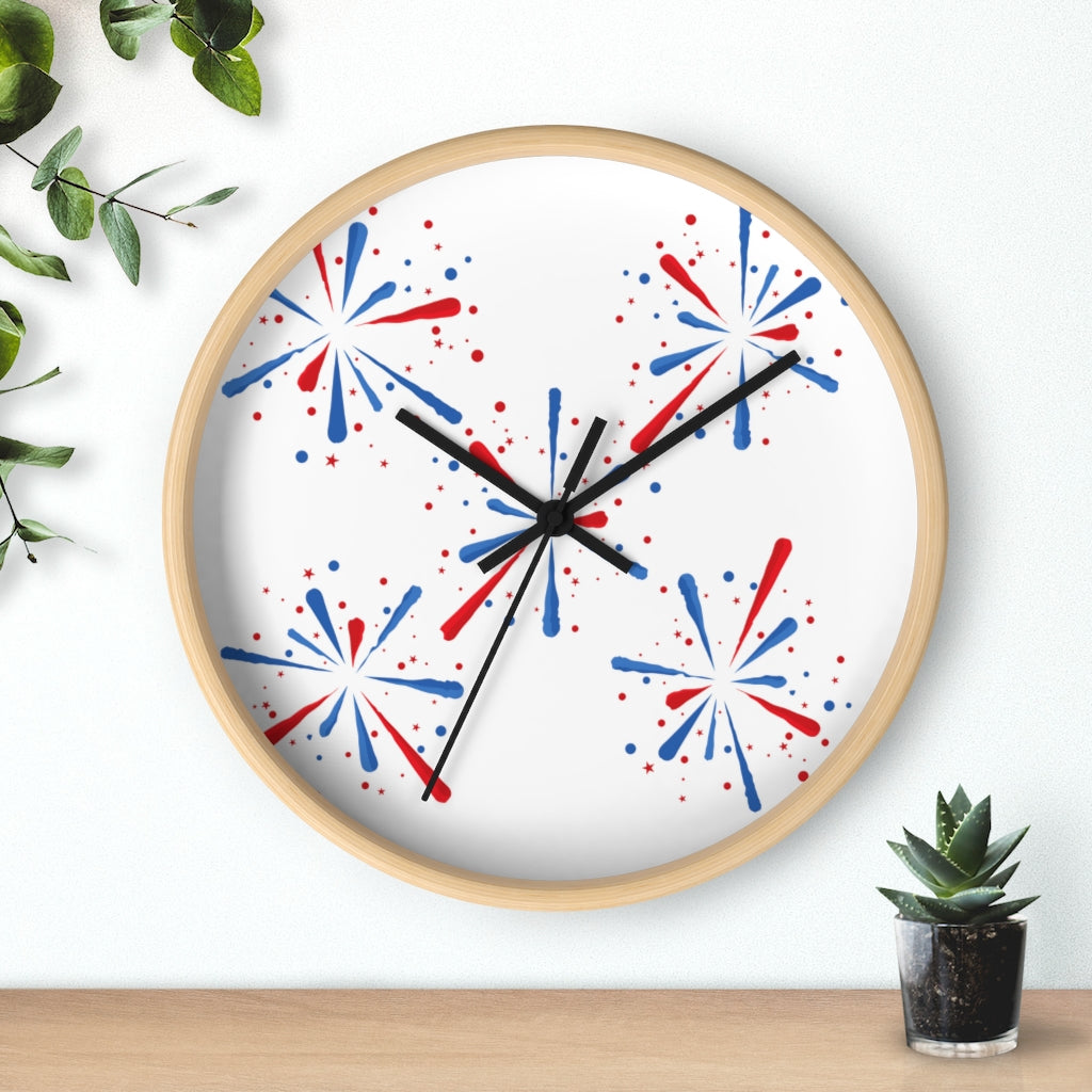 Decorative Wall clock / Red White Blue Celebration Print
