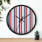 Decorative Wall clock / Red White and Blue Vertical Striped Print