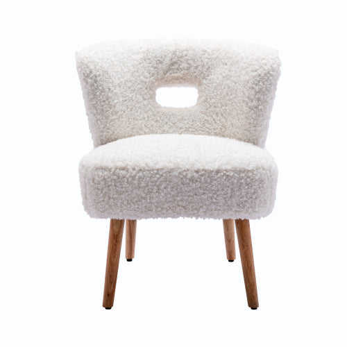 Accent Chair Lambskin Sherpa Upholstery Open Back Chair