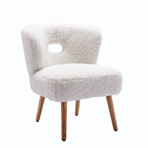 Accent Chair Lambskin Sherpa Upholstery Open Back Chair