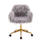 Modern Faux Fur Home Office Chair Fluffy Chair Gold Plating Base