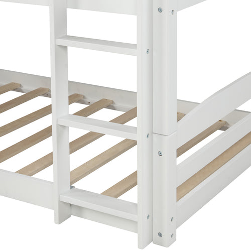 Twin over Twin Low Bunk Bed with Slide and Ladder