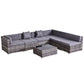 Outsunny 7pc Rattan Furniture Set w/ Side Table Lounge Sofa Cushion