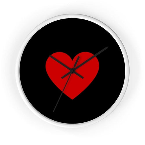 Decorative Wall clock / Black and Red Heart Print