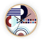 Decorative Wall clock / Blue and Red Geometric Print
