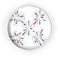 Decorative Wall clock / Red White Blue Celebration Print