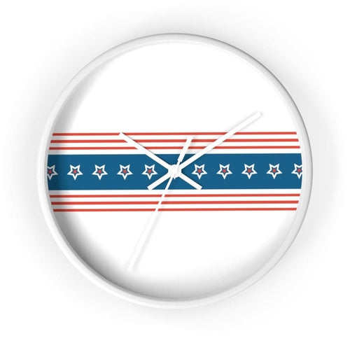 Decorative Wall clock / Stars and Stripes Red White Blue Print