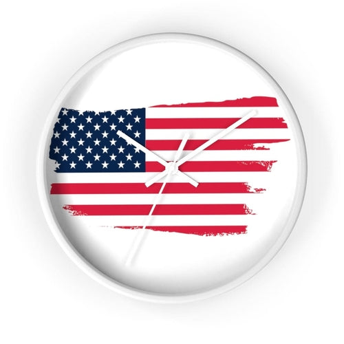 Decorative Wall clock / Stars and Stripes Red White Blue USA Flag