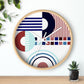 Decorative Wall clock / Blue and Red Geometric Print
