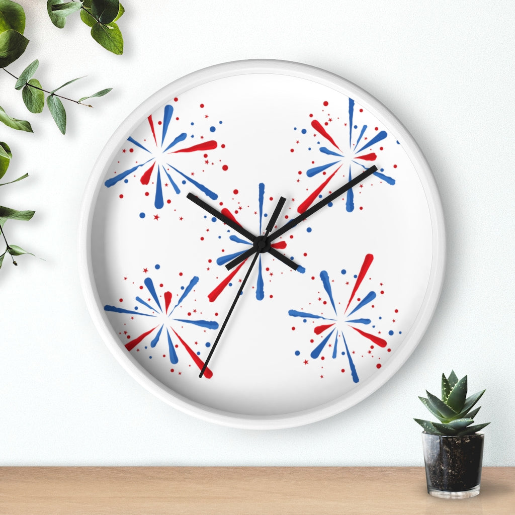 Decorative Wall clock / Red White Blue Celebration Print